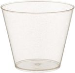 Oojami 100 Count Gold Glitter Plastic Party Cups 9 oz – Elegant Disposable Old Fashioned Tumblers for Weddings, Birthdays, Showers, Holidays, Cocktails, and Special Event Drinkware
