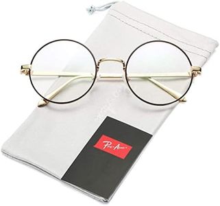 Pro Acme Retro Round Metal Frame Clear Lens Glasses Blue Light Blocking (Gold Line Frame/Clear Lens)