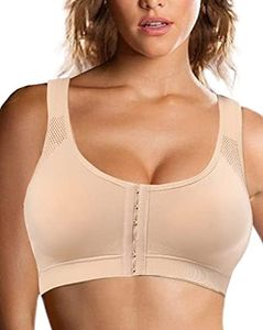 Jengo Post Surgery Bra for Women Surgical Bras Front Closure Sports Bras Breast Augmentation Mastectomy Bra Post Op Bra (Large, Nude)