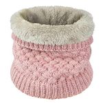 Yuson Girl Women knitted Snood Scarf Loop Infinity fur Neckerchief Lady Neck Warmer Wrap Scarves (Pink)(Size: One Size)