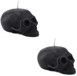 Darware Large Skull Candles (2-Pack, Black); 4.75 x 3-Inch Decorative Themed Candles for Halloween, Horror and Novelty Decor