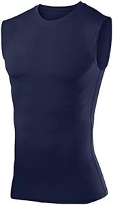 PowerLayer Men's Compression Baselayer Under Shirt Vest Top - Navy, Large