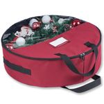 CHENGWEI 600D Christmas Wreath Storage Container 36 Inch Wreath Storage Bag with Clear Window Extra Large Wreath Boxes for Storage,Three Handles Garland Storage Bag Dual Zipper(Red)