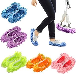 Mop Slippers Shoes 5 Pairs (10 Pieces) - Microfiber Cleaning House Mop Slippers Floor Cleaning Tools Shoe Cover Soft Washable Reusable Microfiber Foot Socks Floor Cleaning Tools Shoe Cover