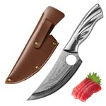 Fubinaty Chef Knife 5 Inch Boning Knife High Carbon Steel Kitchen Knives Full Tang Cooking Knife with Leather Sheath and Ergonomic Phoenix Tail Handle for Home, Camping, BBQ