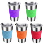 Kids Cups with Lids,16oz Spill Proof Kids Travel Tumblers with Lids,Stainless Steel Kids Smoothie Cups with Lids,Unbreakable Kids Sippy Cups for Kids and Toddlers