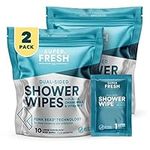 Super Fresh FunkBlock Shower Wipes - Large Body Wipes for Hygiene, Camping Wipes, Gym & Travel. No Rinse Bathing Wipes with Aloe & Vitamin E. Unscented. Bag of (20) Individually Wrapped Wipes