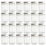 GPK4ALL 8oz Jam Jars with Silver Lids, Pack of 24 Sets, Reusable Hexagonal Canning Storage for Preserves, Jelly, Herbs, and Spices, Clear Glass