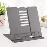 MSDADA Desk Book Stand Metal Reading Rest Book Holder Adjustable Cookbook Documents Holder Portable Sturdy Bookstands for Recipes Textbooks Tablet Music Books with Page Clips (Grey)