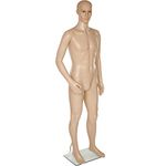 TecTake 185cm Male Mannequin, Full Body Dress Form Dummy with Torso, Glass Base, Rotatable Head and Arms, Adjustable Pose for Retail Clothing Shops Displays