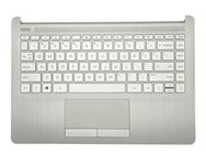 Replacement Touchpad with Palmrest Upper Case Top Cover Keyboard Assembly for HP 14Z-DK 14-DK 14-CF 14S-CF Laptop L48648-001 6070B1581701 Natural Silver