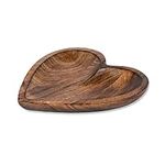 EDHAS Mango Wood Heart Curved Shaped Decorative Bowl for Table Centerpieces Home Party Wedding Décor (25.4cm x 25.4cm x 3.81cm)