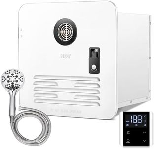 Filluck RV Tankless Water Heater, 65,000 BTU with Control Panel Showerhead, DC 12V, Freeze Protection, High Altitude Available,15" x 15" White Door On Demand Instant Hot Water Heater for RV Camping