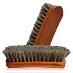 Guyuyii Premium Shoe Brush - 100% Soft Horsehair for Leather Care - Ergonomic Concave Handle - Ideal for Shoe Polishing, Cleaning, and Maintenance - Perfect for Shoes, Boots, Leather, and Upholstery