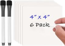 Board Geeks Dry Erase Sticky Notes - Whiteboard Sticker - 6 Erasable Post It Notes - Magnet Pad - Reusable Sticky Note Pad - Plain Color Note Magnets with Black and Blue Marker - 4''x4''