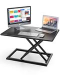 AboveTEK Standing Desk, Compact & Solid Aluminum 30" Desktop Platform Height Adjustable w/ Smooth Air Assist, Instant Sit Stand Converter & Dual Monitor Laptop Computer Riser at Home & Office (Black)