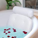 Styleys Bath Pillow for Bathtub with Non-Slip Suction Cups, 4D Airen Mesh, for Neck, Head and Back Support
