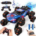 8WD Gesture Sensing RC Stunt Car with Spray & Light & Music for Kids Age 6-8-13, Spider Hand Remote Control Car 2.4Ghz Double-Sided Climbing Drift RC Car Toys Birthday Gift for Boys