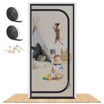 Upgraded Reinforced Cat Screen Door, Size 38''x 83'' Heavy Duty Pets Proof Screen Door with Two Way Zipper, Prevent Dogs Cats Running Out from Home, Bedroom, Living Room, Kitchen Patio Door