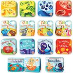 BabyBibi Baby Bath Books Mega Set (Pack of 13 Books) - Educational Waterproof Baby Bathtime Plastic Books for Bath Tub with Animals, Colors, Numbers and ABC Letters - Learning Toy Books for Babies and Toddlers