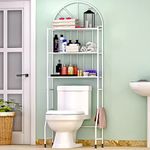 3-Tier Over The Toilet Storage Rack, Metal Bathroom Organizer Bathroom Shelf Space Saver (White)