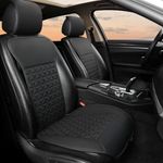 Black Panther 1 Pair Luxury PU Leather Front Car Seat Covers Protectors Compatible with 95% Cars - No Heating (Saloon/SUV/Pickup Truck/Van) - Black