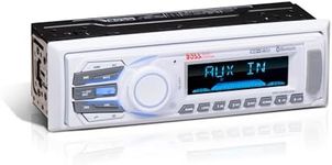 BOSS Audio Systems MR1308UAB Marine Receiver - Weatherproof, Bluetooth Audio, USB, SD, MP3, AM/FM, Aux-in, No CD Player, White, 8.50in. x 8.50in. x 4.00in.