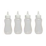 Gluman Squeezy Sauce Bottle for Clean & Mess-free Dispensing | 100% Food Grade | Dishwasher Safe | Freezer Safe | Ergonomically Designed | Reusable (White (Set of 4))