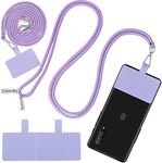 cobee Phone Lanyard, Adjustable Cell Phone Lanyard Universal Nylon Neck Strap Detachable Phone Crossbody Lanyard Phone Tether with 2pcs Phone Patches Compatible with Most Smartphones(Purple)