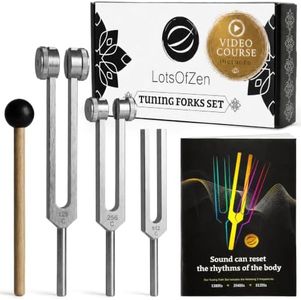 LOTS OF ZEN Tuning Forks for Healing Set (128Hz, 256Hz, 512Hz) — Calibrated Weighted Tuning Forks with Video Course Included