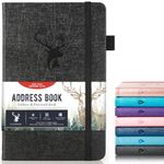 Address Book with Alphabetical Tabs，Hardcover Small Passwordbook，Address Book Large Print for Phone Numbers，Internet Website Logins，AddressNotebook Journal for Home 5"*7.6" (Black)