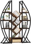 YITAHOME Oval Bookshelf, 5 Tier Etagere Bookcase Industrial Display Shelves for Living Room, Bedroom, Home Office, Rustic Brown