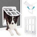 PETLESO Dog Door for Sliding Door, Lockable Dog Screen Door with Magnetic Closure Easy Install Pet Door for Dogs Cats, 11"x13" White