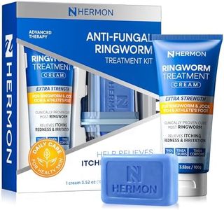 Hermon Ringworm Treatment Antifungal Kit for Humans – 2-Step Cream (3.52 oz) & Antifungal Soap Bar (4 oz) – Helps Relieve Ringworm, Athlete’s Foot, Jock Itch & Tinea – for Adults & Kids