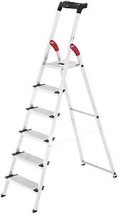 Hailo 8040-607 XXL safety ladder, 6 steps, multifunction tray, 130 mm deep steps, made in Germany