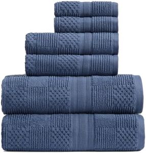 Springtree Home 100% Cotton Bath Towel Set | 6-Piece Set | Textured Indigo