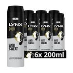 Lynx XL Gold Anti White Marks Anti-Perspirant Deodorant Spray pack of 6 72 hour protection against odour and wetness no fuss aerosol for all-day freshness 200 ml