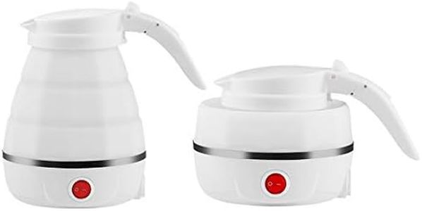 0.5L Foldable Travel Electric Kettle Food Grade Silicone Collapsable Portable Water Kettle, Easy & Convenient Storage 110-240V (White)