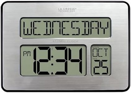 La Crosse Technology 513-1419-INT Atomic Full Calendar Clock with Extra Large Digits - Silver, 9.84" L x 1.14" W x 7.48" H