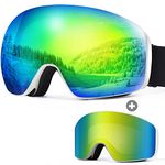 Ski Goggles OTG, 100% UV Protection Snowboard Goggles for Women Men