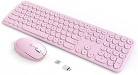 Cloud-W Wireless Keyboard Mouse Combo - 2.4Ghz Aesthetic Quiet Keyboard and Mouse Wireless - 110 Keys Full Size Ultra-Thin Keyboard for Laptop, Computer, PC, Notebook, Windows, Mac OS (Pink)