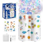 PANACARE Astronaut Soap Bubble Machine Fireworks Bubble Machine for Kids 20000+ Bubble per Min/Lights/Diy Stickers/240ml Solution Automatic Bubble Machine Toy for Kids Summer Outdoor Party Wedding