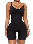 REORIA Shapewear For Women Tummy Control Snatched Strong Support Adjustable Strap Seamless Duplicate Bodysuit Shapewear Tops, Black-mid Thigh, Small/(US4-6)