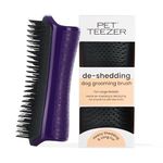 Tangle Teezer Large Pet Teezer De-Shedding Grooming Brush - for Wet or Dry Fur - The Perfect Deshedding Brush for Dogs - Purple & Grey