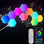 Hexagon LED Lights, 10 Pack RGB Led Hex Light Panels, Hexagon Smart Wall Light Gaming Panels Sync to Music for Room Bar Bedroom Home Decor Gaming Room, Hexagon Light Panels With App & Remote Control