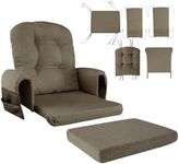 HOMBYS 5 PCS Glider Rocker Replacement Cushions with Storage Side Pocket,Linen-Like Fabric, Foam & Microfiber Filling, Non-Slip & Washable,Thickened & Supportive for Glider Rocking Chair,Coffee