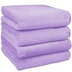 Microfibre Makeup Remover Cloths Microfibre Face Cloths Facial Cleansing Towels- Removes Makeup Instantly with Just Water 4 PACK Purple