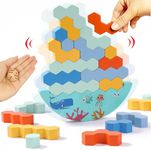 Cltoyvers Tower Balance Game Stacking Wooden Blocks Puzzle Toy Board Games for Kids & Adults Building Tower Game Balancing Building Blocks Family Games