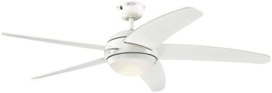 Westinghouse Lighting 72070 Bendan LED 132 cm Five-Blade Indoor Ceiling Fan, White Finish with Hammered Accents, Dimmable LED Light Kit with Opal Frosted Glass, Remote Control Included