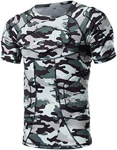 TUOY Men's Padded Compression Shirt Protective Shirt Rib Chest Protector for Football Paintball Baseball